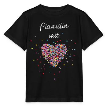 Pianistin mit Herz Klavier Klavierspielerin Musik - Stanley/Stella Kinder T-Shirt MINI CREATOR  - Schwarz - Vorne - Mikhail (115cm)