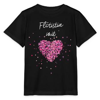 Flötistin mit Herz Flöte Musikverein Marschkapelle - Stanley/Stella Kinder T-Shirt MINI CREATOR  - Schwarz - Vorne - Mikhail (115cm)