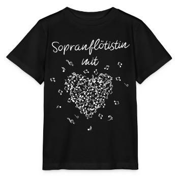 Sopranflötistin mit Herz Sopranflöte Musiklehrerin - Stanley/Stella Kinder T-Shirt MINI CREATOR  - Schwarz - Vorne - Mikhail (115cm)