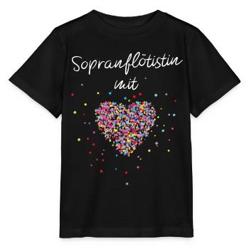 Sopranflötistin mit Herz Sopranflöte Marschkapelle - Stanley/Stella Kinder T-Shirt MINI CREATOR  - Schwarz - Vorne - Mikhail (115cm)
