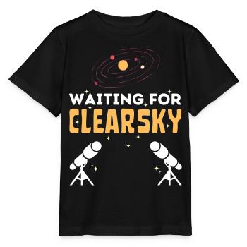 En attendant la photographie d’astronomie Clearsky - T-shirt bio MINI CREATOR Stanley/Stella Enfant - noir - Devant - Mikhail (115cm)