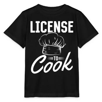 License To Cook Chef's Hat Restaurant Chef Cooking - Stanley/Stella MINI CREATOR Kids’ T-Shirt - black - Front - Mikhail (115cm)