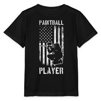 Paintball Player US Flag Paintballer Paintball - Stanley/Stella MINI CREATOR Kids’ T-Shirt - black - Front - Mikhail (115cm)
