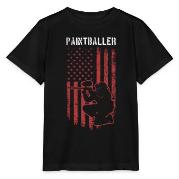 Joueur de paintball Paintballer Paintballer US Flag - T-shirt bio MINI CREATOR Stanley/Stella Enfant - noir - Devant - Mikhail (115cm)