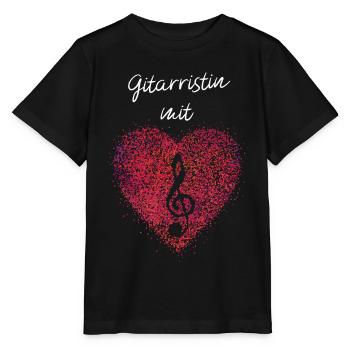 Gitarristin mit Herz Gitarre Musik Notenschlüssel - Stanley/Stella Kinder T-Shirt MINI CREATOR  - Schwarz - Vorne - Mikhail (115cm)