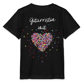 Gitarristin mit Herz akkustische Gitarre Musikerin - Stanley/Stella Kinder T-Shirt MINI CREATOR  - Schwarz - Vorne - Mikhail (115cm)