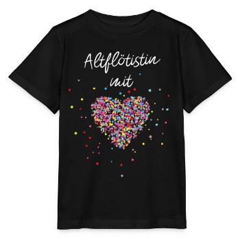 Altflötistin mit Herz Altflöte Musiklehrerin Musik - Stanley/Stella Kinder T-Shirt MINI CREATOR  - Schwarz - Vorne - Mikhail (115cm)