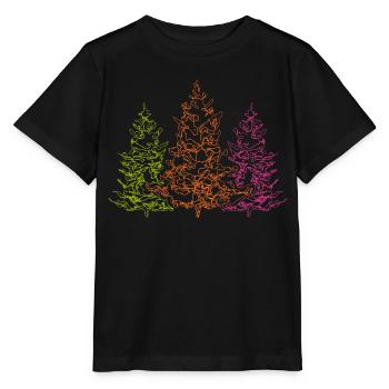 Line Art Forêt Noire Arbre de Noël Village Festival Landei - T-shirt bio MINI CREATOR Stanley/Stella Enfant - noir - Devant - Mikhail (115cm)