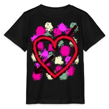 Valentin Valentinstag Herz Herzen Pfeil Liebe Ehe - Stanley/Stella Kinder T-Shirt MINI CREATOR  - Schwarz - Vorne - Mikhail (115cm)