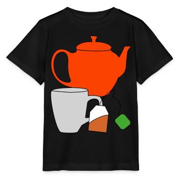 Enjoyment Tea Drink Teapot Tea Bag Cup Thirst - Stanley/Stella MINI CREATOR Kids’ T-Shirt - black - Front - Mikhail (115cm)