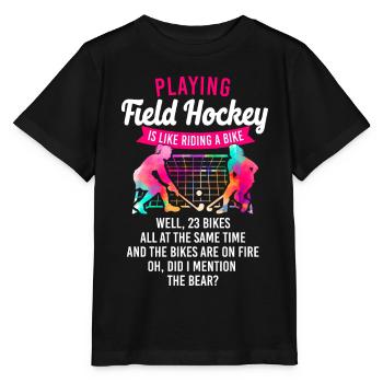 Field Hockey Playing Field Hockey - Stanley/Stella MINI CREATOR Kids’ T-Shirt - black - Front - Mikhail (115cm)
