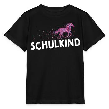 Einschulung Schulkind Pferde Pferdemädchen Reiten - Stanley/Stella Kinder T-Shirt MINI CREATOR  - Schwarz - Vorne - Mikhail (115cm)