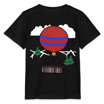 Mountains Alps Hot Air Balloon Trip Flying Alm - Stanley/Stella MINI CREATOR Kids’ T-Shirt - black - Front - Mikhail (115cm)