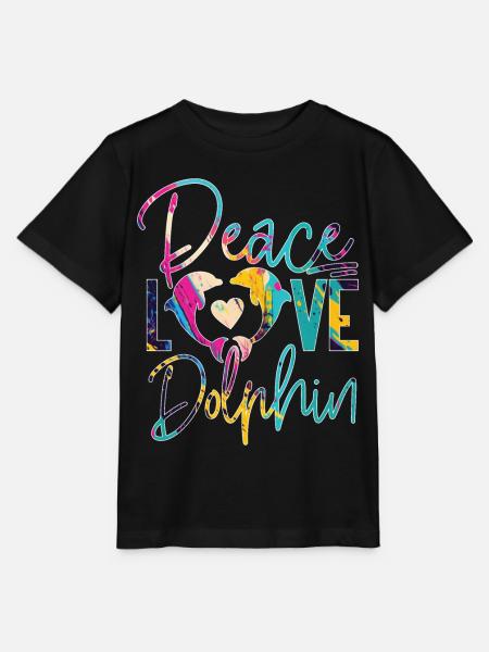 Dolphin Peace Love Dolphin - Stanley/Stella T-shirt MINI CREATOR til børn - sort