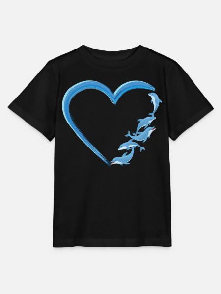 Dolphin Heart - Stanley/Stella Kinder T-Shirt MINI CREATOR  - Schwarz