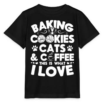 Baking Cookies Cats & Coffee This is what I Love - - Stanley/Stella Kinder T-Shirt MINI CREATOR  - Schwarz - Vorne - Mikhail (115cm)