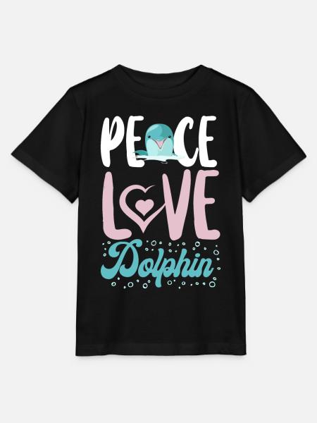 Dolphin Peace Love Dolphin - Stanley/Stella T-shirt MINI CREATOR til børn - sort