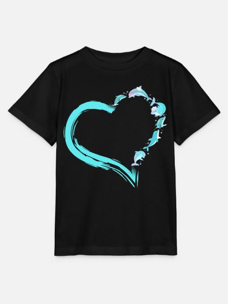 Dolphin Heart - Stanley/Stella Kinder T-Shirt MINI CREATOR - Schwarz