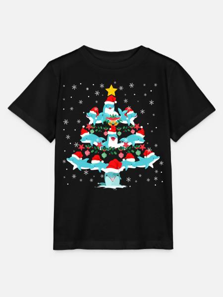 Dolphin Christmas Tree - Stanley/Stella Kinder T-Shirt MINI CREATOR  - Schwarz