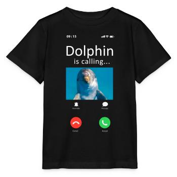 Dolphin Phone Display Dolphin Is - Stanley/Stella Kinder T-Shirt MINI CREATOR  - Schwarz - Vorne - Mikhail (115cm)