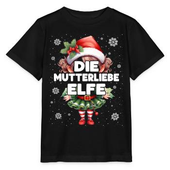 Mutterliebe Elfe Schwangere Elf Weihnachtsoutfit - Stanley/Stella Kinder T-Shirt MINI CREATOR  - Schwarz - Vorne - Mikhail (115cm)