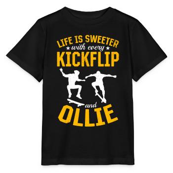 Skateboard - Life Is Sweeter With Every Kickflip A - Stanley/Stella Kinder T-Shirt MINI CREATOR  - Schwarz - Vorne - Mikhail (115cm)
