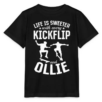Life Is Sweeter With Every Kickflip And Ollie Skat - Stanley/Stella Kinder T-Shirt MINI CREATOR  - Schwarz - Vorne - Mikhail (115cm)