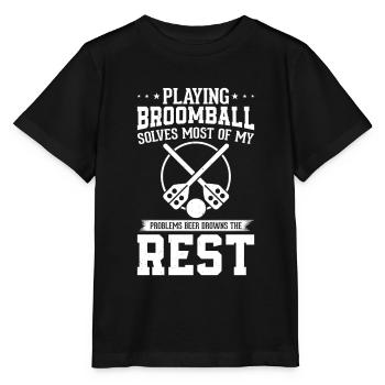 Jouer au ballon-balai Sport Drôle De Balai-Balai Dire - T-shirt bio MINI CREATOR Stanley/Stella Enfant - noir - Devant - Mikhail (115cm)