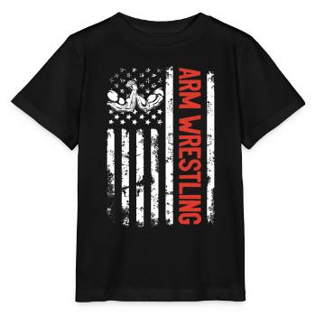 Bras de fer Drapeau américain Bras de fer Drapeau américain - T-shirt bio MINI CREATOR Stanley/Stella Enfant - noir - Devant - Mikhail (115cm)