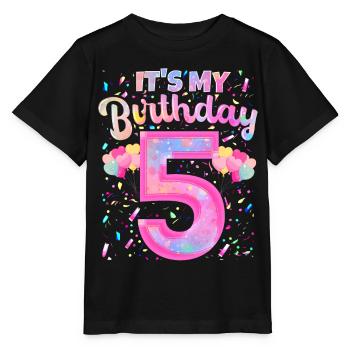 Mon 5e anniversaire 5 ans fille cadeau cinq - T-shirt bio MINI CREATOR Stanley/Stella Enfant - noir - Devant - Mikhail (115cm)