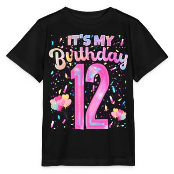 My 12th Birthday 12 Years Girl Gift - Stanley/Stella MINI CREATOR Kids’ T-Shirt - black - Front - Mikhail (115cm)