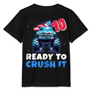 Monster Truck 10 Jahre Junge Geburtstag Amerika - Stanley/Stella Kinder T-Shirt MINI CREATOR  - Schwarz - Vorne - Mikhail (115cm)