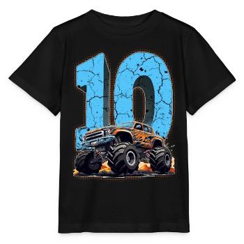 Monster Truck 10. Geburtstag Geschenk 10 Jahre - Stanley/Stella Kinder T-Shirt MINI CREATOR  - Schwarz - Vorne - Mikhail (115cm)