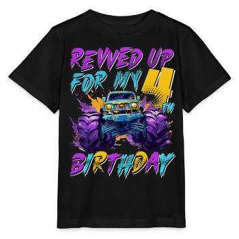 4th Birthday Gift Monster Truck 4 Years Boy - Stanley/Stella MINI CREATOR Kids’ T-Shirt - black - Front - Mikhail (115cm)