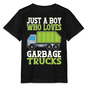 Just A Boy Who Loves Garbage Trucks - Stanley/Stella Kinder T-Shirt MINI CREATOR  - Schwarz - Vorne - Mikhail (115cm)