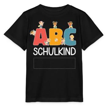 ABC Schulkind Personalisierbar Einschulung Schule - Stanley/Stella Kinder T-Shirt MINI CREATOR  - Schwarz - Vorne - Mikhail (115cm)