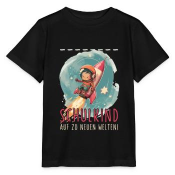 Astronaut Schulkind Personalisierbar Einschulung - Stanley/Stella Kinder T-Shirt MINI CREATOR  - Schwarz - Vorne - Mikhail (115cm)
