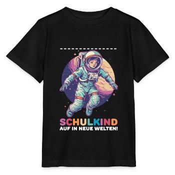 Schulkind Astronaut Personalisierbar Einschulung - Stanley/Stella Kinder T-Shirt MINI CREATOR  - Schwarz - Vorne - Mikhail (115cm)