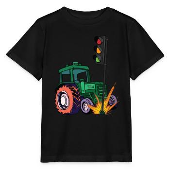 Die Ampel muss weg! Traktor rammt Ampel - Stanley/Stella Kinder T-Shirt MINI CREATOR  - Schwarz - Vorne - Mikhail (115cm)