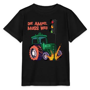 Die Ampel muss weg! Traktor rammt Ampel - Stanley/Stella Kinder T-Shirt MINI CREATOR  - Schwarz - Vorne - Mikhail (115cm)