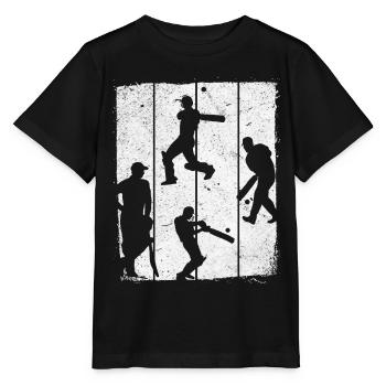 Cricket Retro Cricket Silhouette Retro Cricket - Stanley/Stella Kinder T-Shirt MINI CREATOR  - Schwarz - Vorne - Mikhail (115cm)