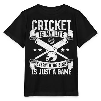 Le cricket est ma vie, tout le reste n’est qu’un jeu - T-shirt bio MINI CREATOR Stanley/Stella Enfant - noir - Devant - Mikhail (115cm)