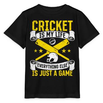 Le cricket est ma vie, tout le reste n’est qu’un jeu - T-shirt bio MINI CREATOR Stanley/Stella Enfant - noir - Devant - Mikhail (115cm)