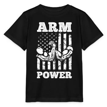 Arm Wrestling US Flag Arm Wrestler Arm Power - Stanley/Stella Kinder T-Shirt MINI CREATOR  - Schwarz - Vorne - Mikhail (115cm)