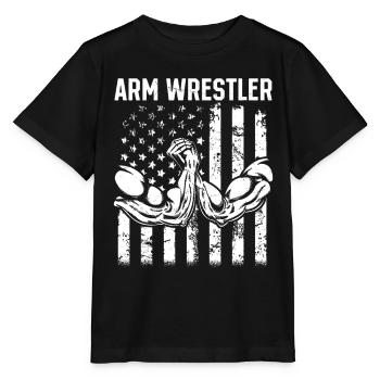 Bras de fer Bras de fer Bras de fer Drapeau américain - T-shirt bio MINI CREATOR Stanley/Stella Enfant - noir - Devant - Mikhail (115cm)