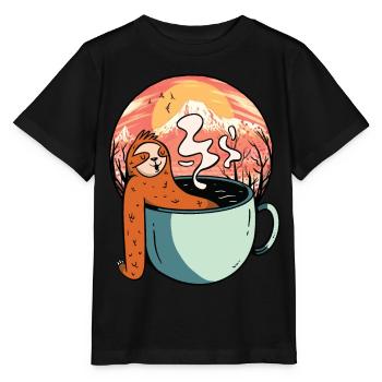 Sloth, Relaxation, Tea, Coffee, Break, Ready for Vacation - Stanley/Stella MINI CREATOR Kids’ T-Shirt - black - Front - Mikhail (115cm)