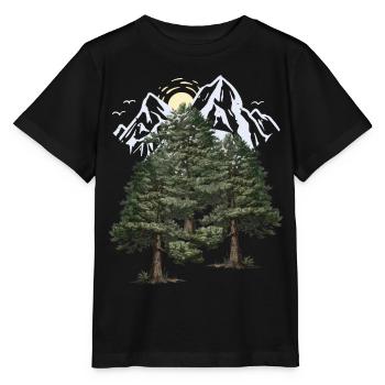 Wilderness, Mountains, Nature, Forest, Pines, Firs, Trees - Stanley/Stella MINI CREATOR Kids’ T-Shirt - black - Front - Mikhail (115cm)