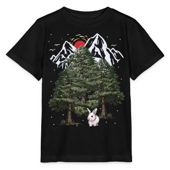Alps, Bunny, Winter, Snowfall, Christmas, Rabbit - Stanley/Stella MINI CREATOR Kids’ T-Shirt - black - Front - Mikhail (115cm)