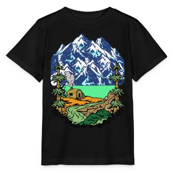 Alps, Summit, Mountains, Beg Hut, House, Alm, Tyrol, Nature - Stanley/Stella MINI CREATOR Kids’ T-Shirt - black - Front - Mikhail (115cm)