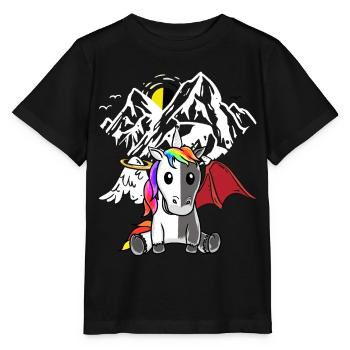 Einhorn Dämon Engel Teufel Satanisch Fabeltier - Stanley/Stella Kinder T-Shirt MINI CREATOR  - Schwarz - Vorne - Mikhail (115cm)
